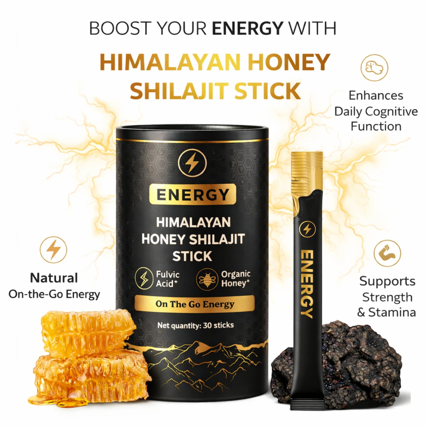 Himalayan Energy Stick Shilajit Honey | 30 Pcs